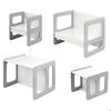 GINGER HOME Ensemble Montessori 3 en 1 – Table, Banc et Chaise Enfant – Bois MDF – Blanc et Gris