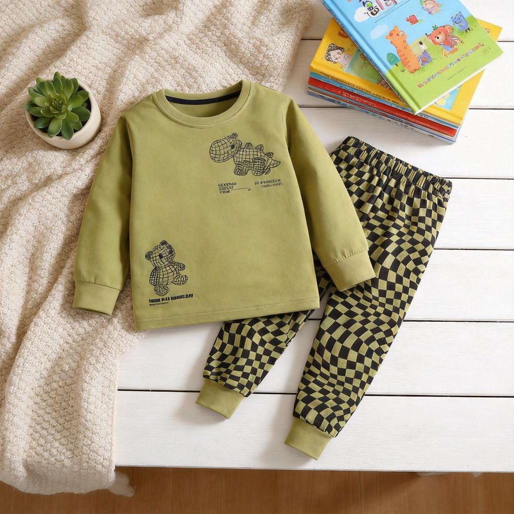 Kids Boys Sweater Set With Cotton Fabric And Abstract Prints For Autumn Winter Play