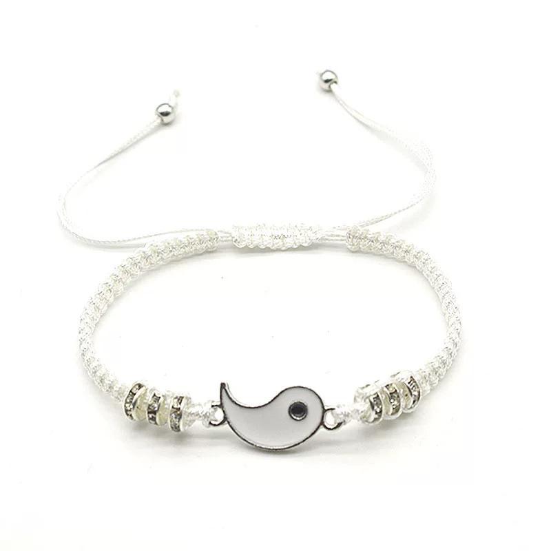 Zwei verstellbare Yin-Yang-Muster Armbänder und Halsketten Set, Anhänger, Partner-Stil.
