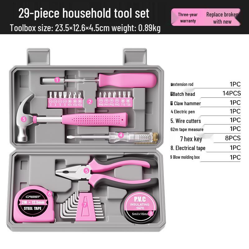 Ruide Household Tool Set: Complete Maintenance Kit with Screwdrivers, Pliers, and More.