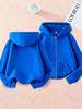 Kids' Hooded Sweatshirt - Spring/Autumn Zippered Loose-Fit Casual Jacket, Solid Color.