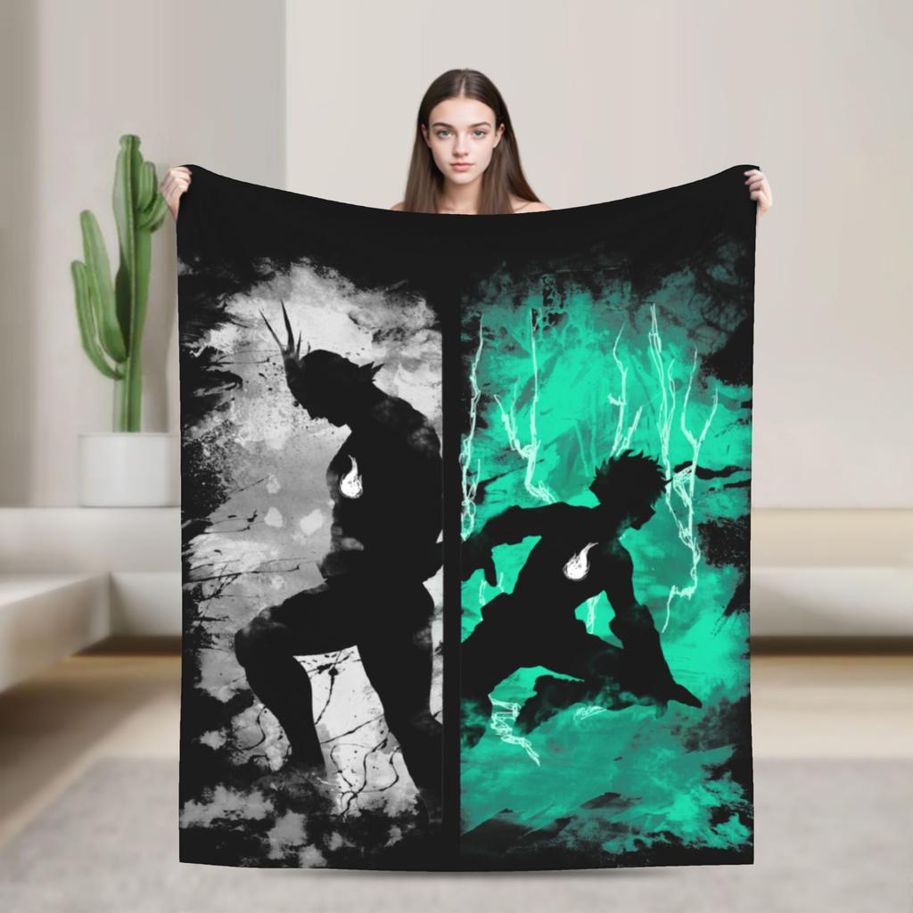 My Hero Academia Deku Izuku Knitted Blanket Coral Fleece Plush Super Warm Throw Blankets for Airplane Travel Bed Rug