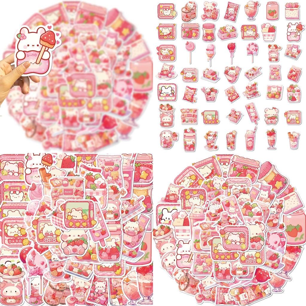 50 Cartoon Pink Snack Doodle Stickers Personalize Your Guitar Notebook And Suitcase With Waterproof Diy Decor