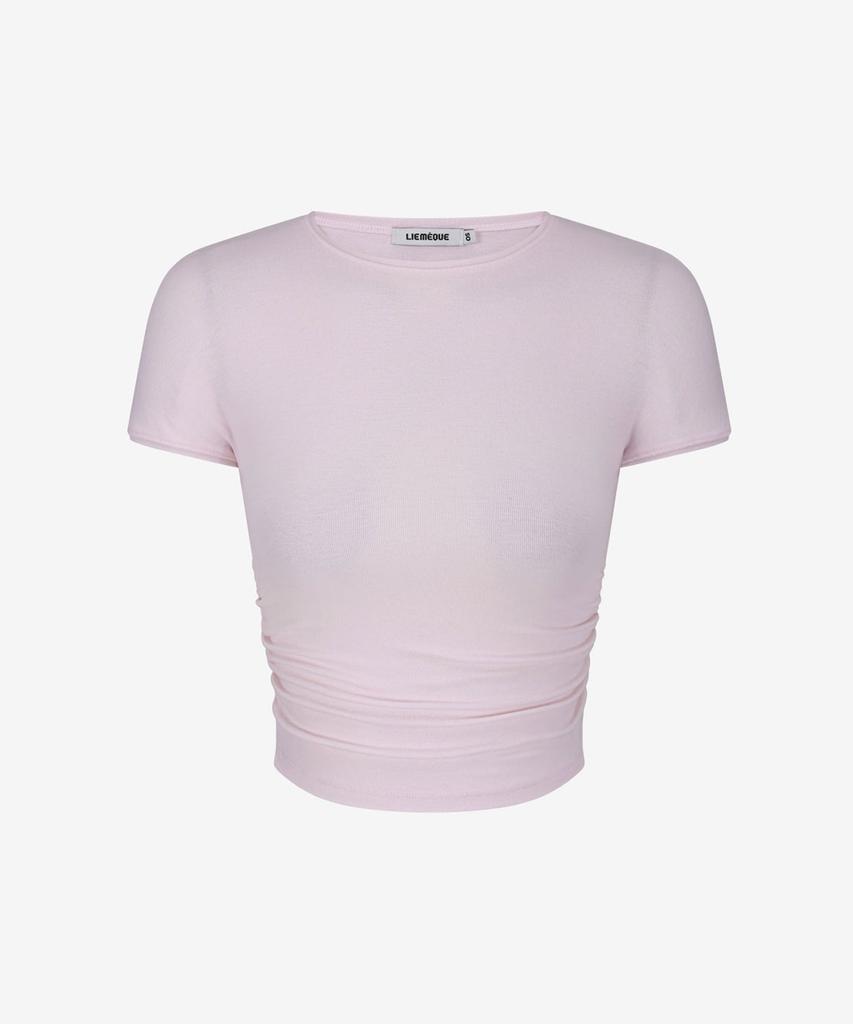 Limekeu Side Shirred Crop T-Shirt Pink
