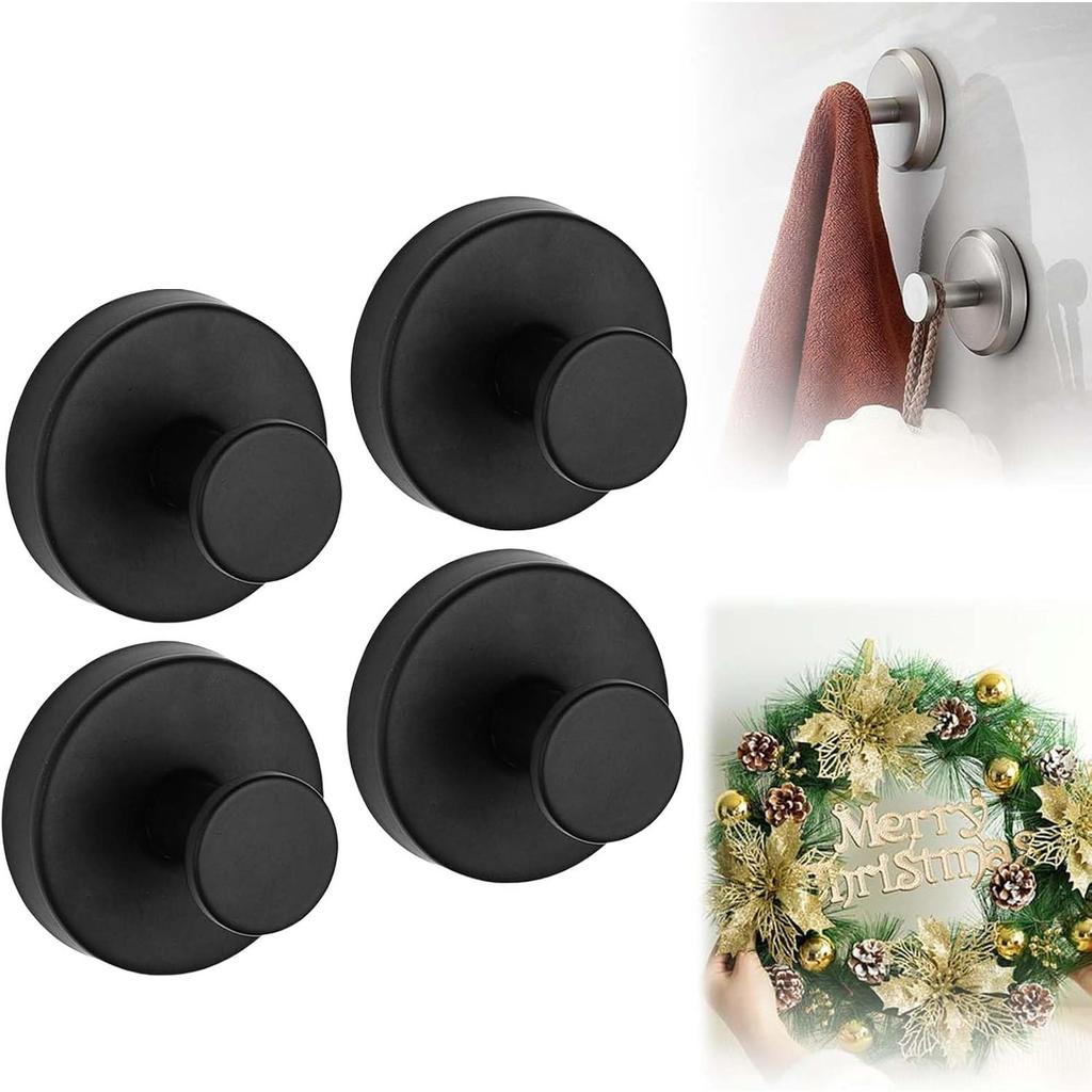 Suction Cup Hooks for Wreaths on Glass, Upgrade No-Drill Shower Hooks for Shower, Removable Reusable Stainless Steel Waterproof Suction Cup Hook