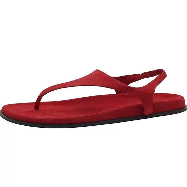 

[Youshilai] Simple temperament flip-flops retro toe vacation flat bottom niche Roman style sandals women 35