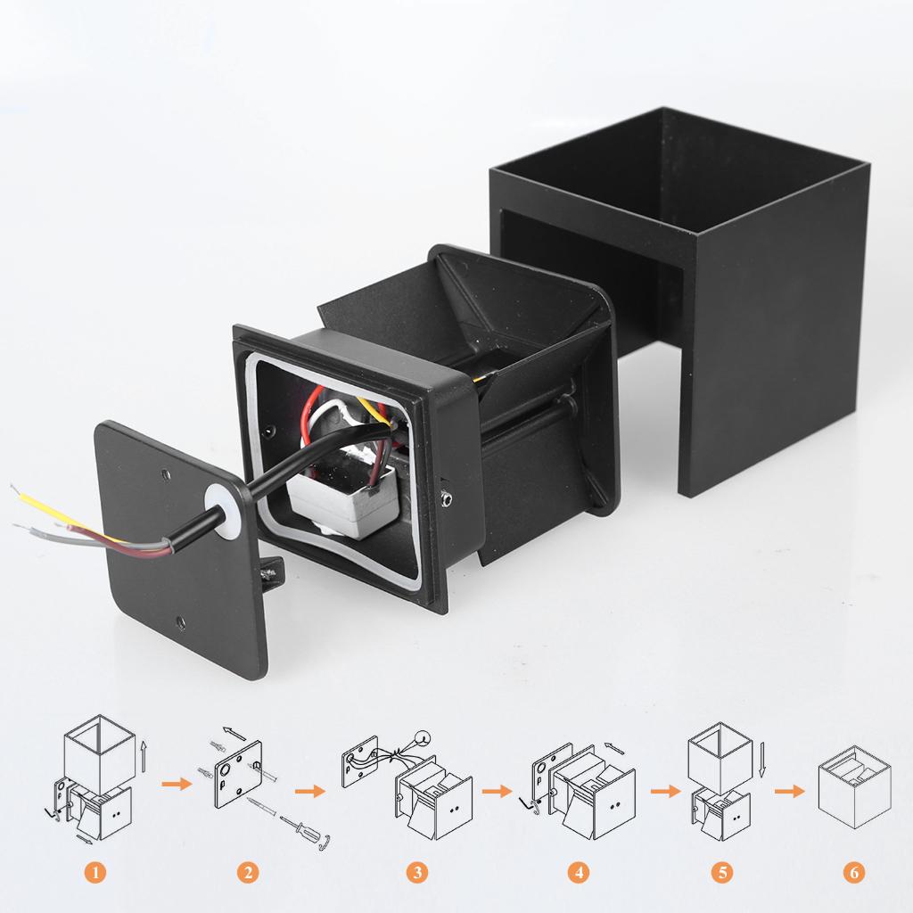 Lămpi de perete cu LED Aplică de perete interioară IP65, aluminiu, rezistent la apă, pentru interior, exterior, lămpi de perete, pentru exterior, pentru sufragerie