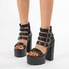 Gdgydh Ultra High Heels Women's Sandals Stage Thick Bottom Show Catwalk Summer Shoes with Zipper Platform Sandals Buckle Strap