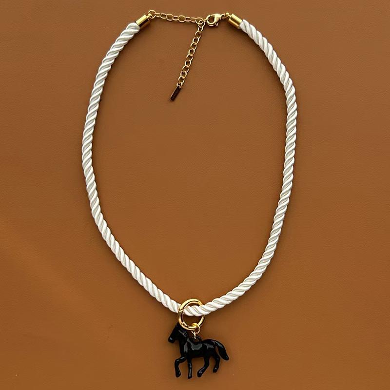 Exaggeration Stereoscopic Small Horse Pendant Earrings For Women Creativity Cute Animal Necklace Charm Jewelry Holiday Gift