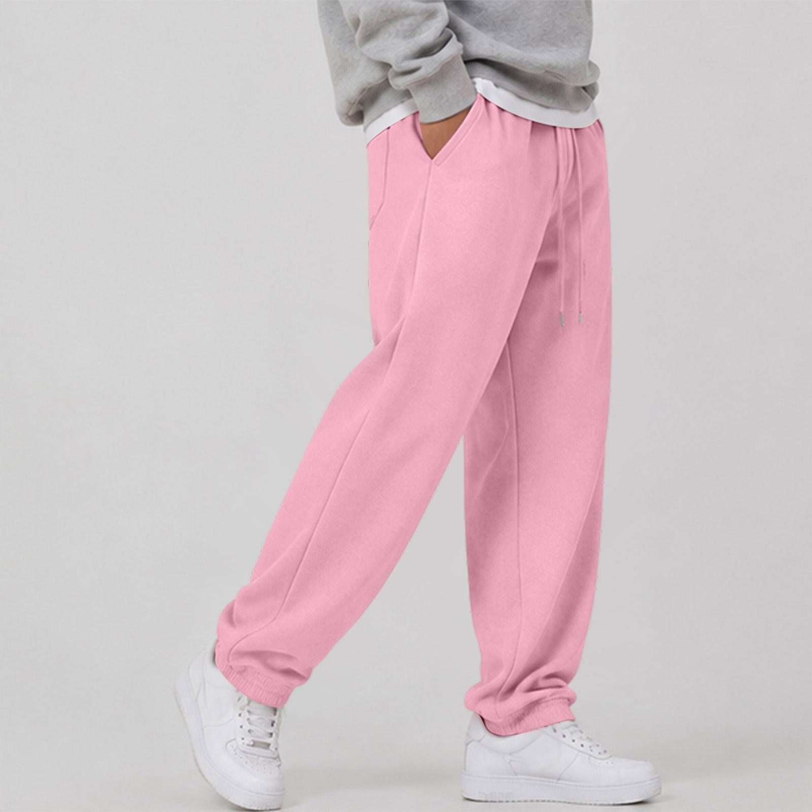 Herren Jogginghose Schweißhose für Frühling Herbst Trainingshose Freizeithose M rosa