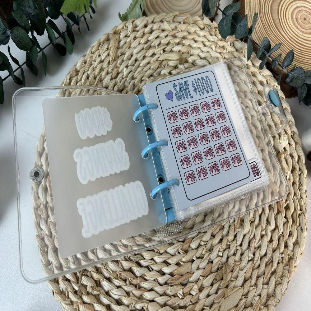 PVC $1000 Money Savings Challenge Binder Button Closure Mini Budget Binder Notebook Cash Saving