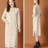 Autumn Winter Women's Half Turtleneck Knit Dress Slim Fit Solid Color Pullover Long Sweater Dress