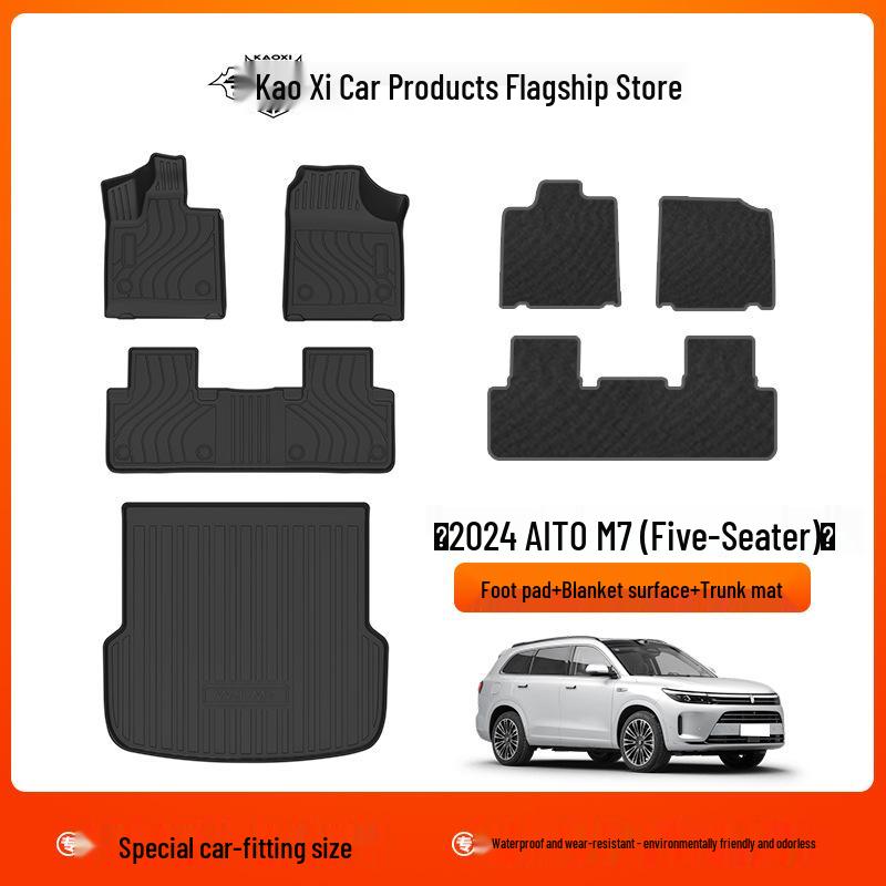 Eco-Friendly Trunk and Floor Mat Set for AITO Wenjie M7: Wear-Resistant, Waterproof TPE Backrest Pad with Storage Pocket