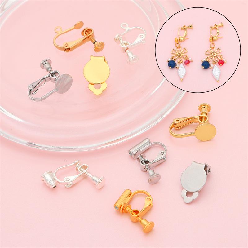 Spiralne klipsy na uszy z wiszącymi kółkami dla nieprzekłutych uszu, wzór żaby, platerowane miedzią 14K/18K, zachowujące kolor, akcesoria do biżuterii DIY