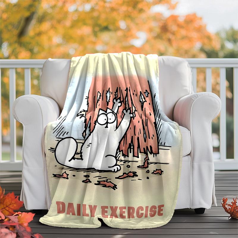 Simon's Cat Flannel Blanket Soft Warm All-Season Throw, Design for Camping, Car Travel, Hiking Sofa, Bed, Office Perfect Gift for Parties