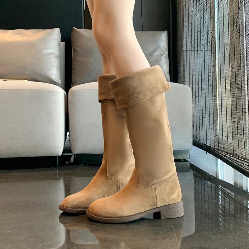 

Fat mm big tube circumference thick leg long boots autumn and winter new suede thin boots high boots large size women s shoes 45
