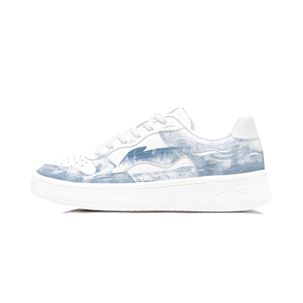 Li Ning Floating Boat Synthetisches Leder Abriebfest Leicht Niedrig geschnitten Skateboard Schuhe Unisex Blau Weiß AGCS419-1(Team1953-SBOX)