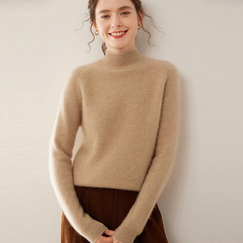 

2024 Autumn/Winter Women s Thickened Half-High Neck Cashmere Knit Base Sweater S