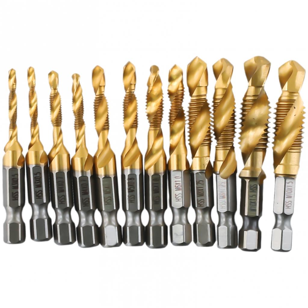 Tap Drill Compound Tap HSS Screw Hex Shank Titanium Plated