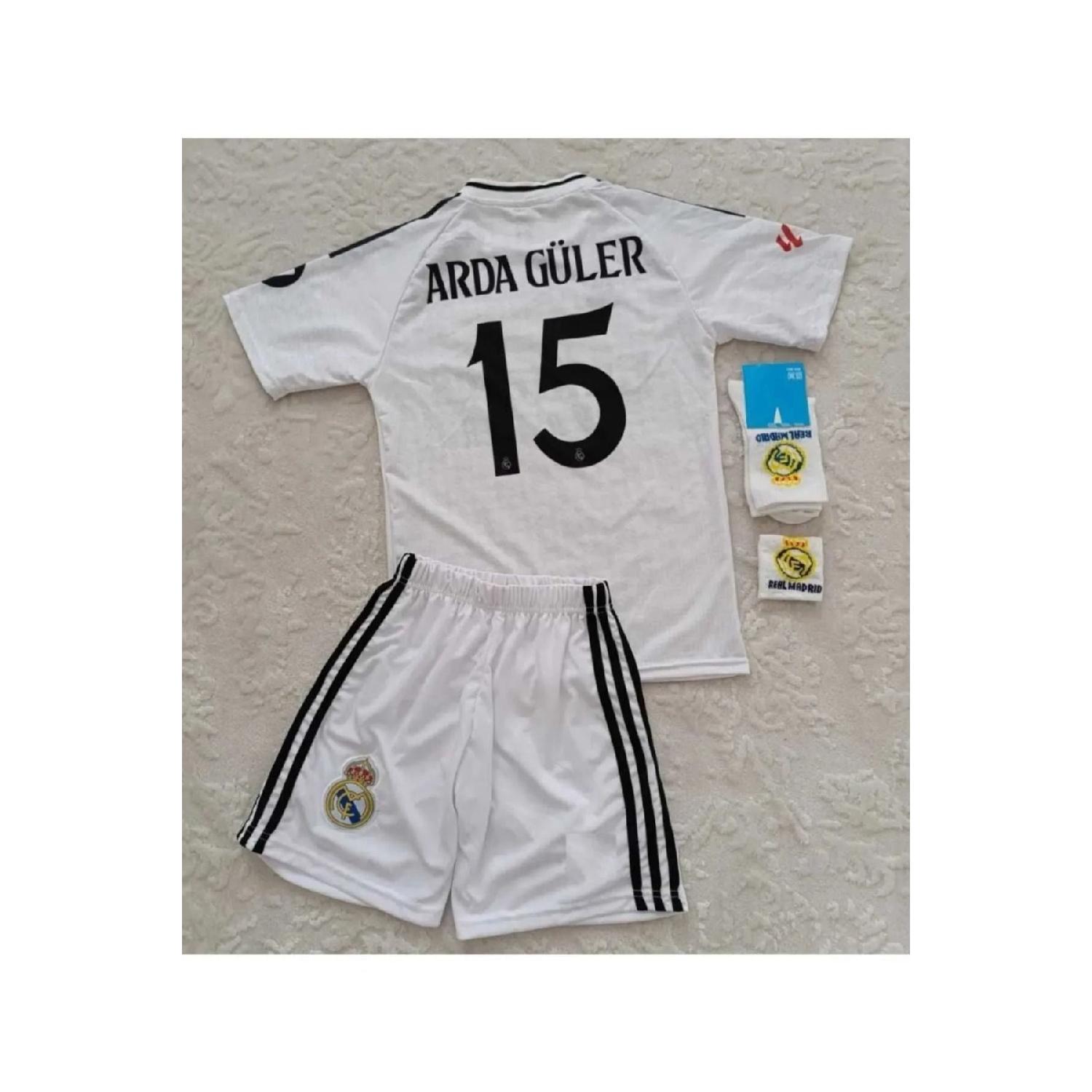 

Белые детские футбольные майки Real-Madrid Arda-gler, 4 шт., носки и браслет, подарок 11-12 Yaş белый