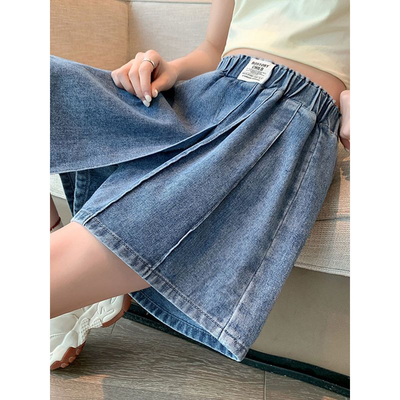 Plus size women clothing M-6XL Chubby Girl Extra Large Elastic High Waist Loose Cover Slimming Denim Culotte Shorts Tide