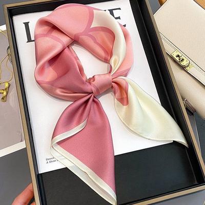 Women's Red Small Square Silk Scarf: High-end Elegance Decorative Necktie & Scarf