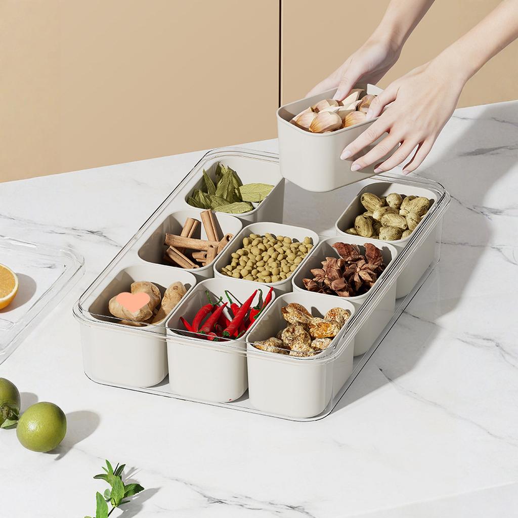 Storage Box with Lid Kitchen Herb Dry Condiment Chili Container