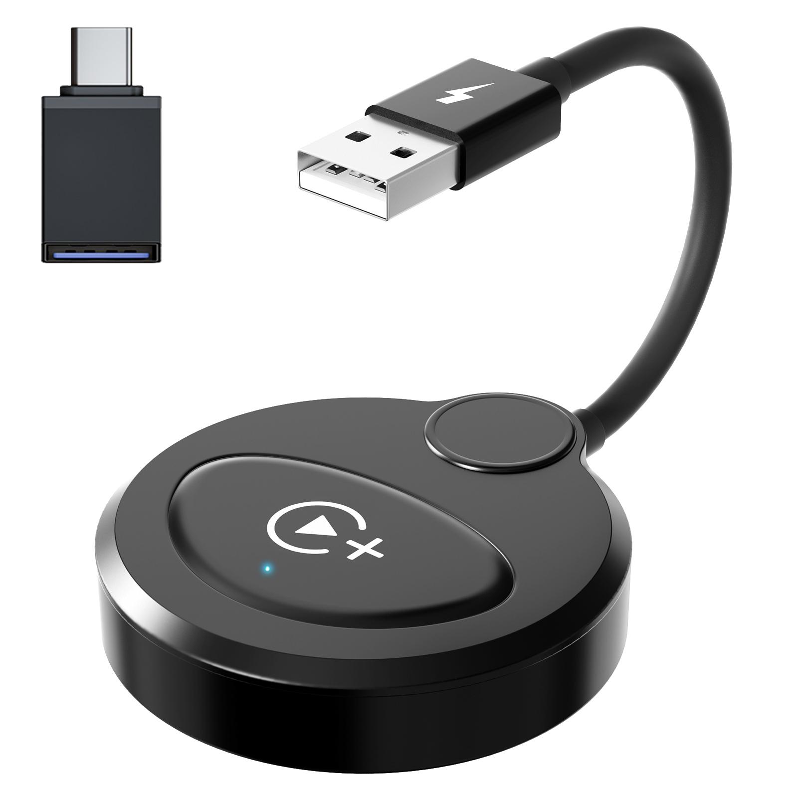 

020-6+ Бездротовий адаптер CarPlay, що перетворює дротовий пристрій на бездротовий Carplay Dongle, підтримує YouTube/Netflix/TikTok Black