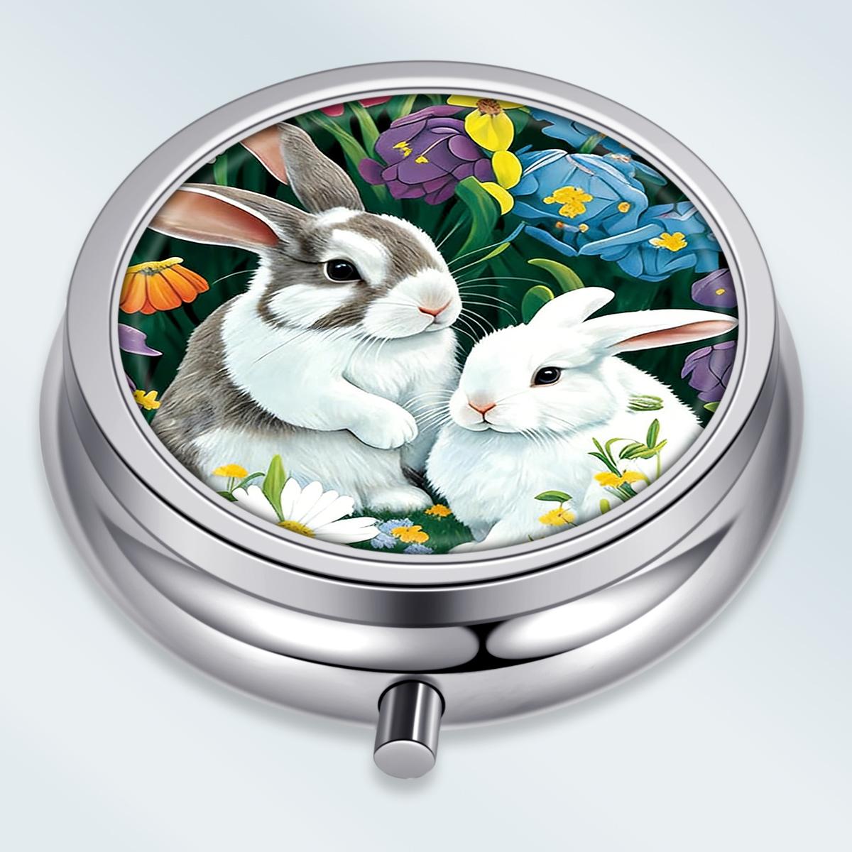 

Portable Pill Box with 3 Compartments, Mini Metal Medicine Organizer Case, Cute Printed Pill Container for Vitamins, Pills, Jewelry, Travel, Daily Use різнокольоровий