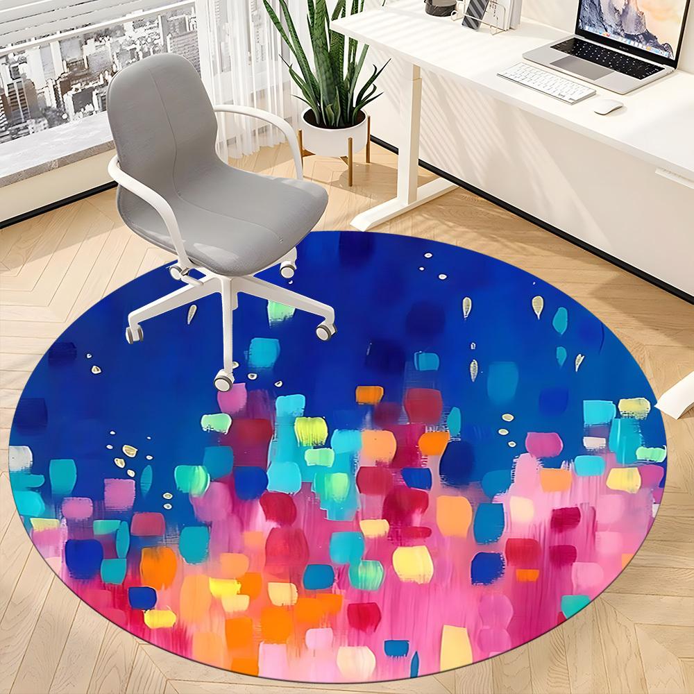 1pc Abstract Colors Office Round Rug, Non-slip, Soft and Durable Office Rug for Interior Decoration, Perfect for Office, Beautiful Decoration yy260323
