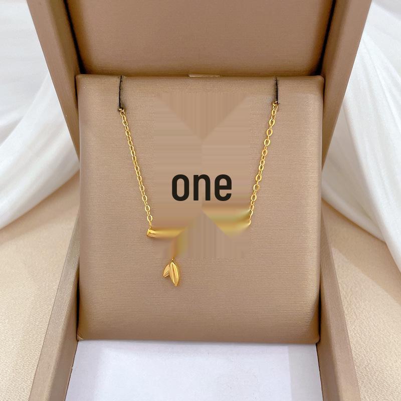 Full Titanium Steel Geometric Animal Minimalist Real Gold Necklace for Women - Collarbone Chain