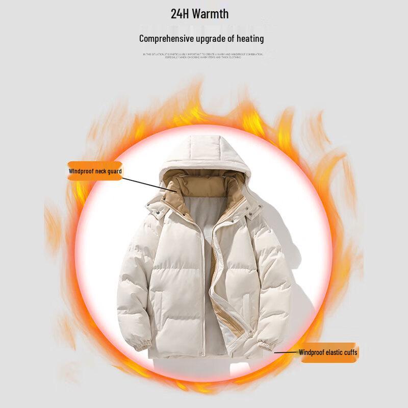 ROMON Men's Thickened Detachable Hooded Padded Jacket
