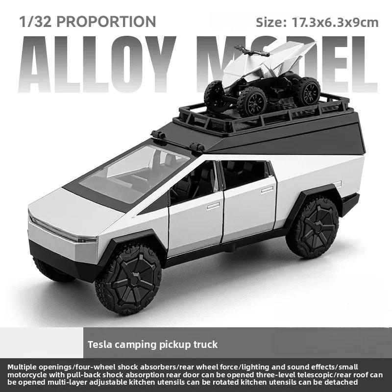 

1/32 Cyber the truck Pickup Alloy Camping RV Car Model Diecasts Metal Toy Van Touring Motorhome Car Model Sound Light Kids Gifts