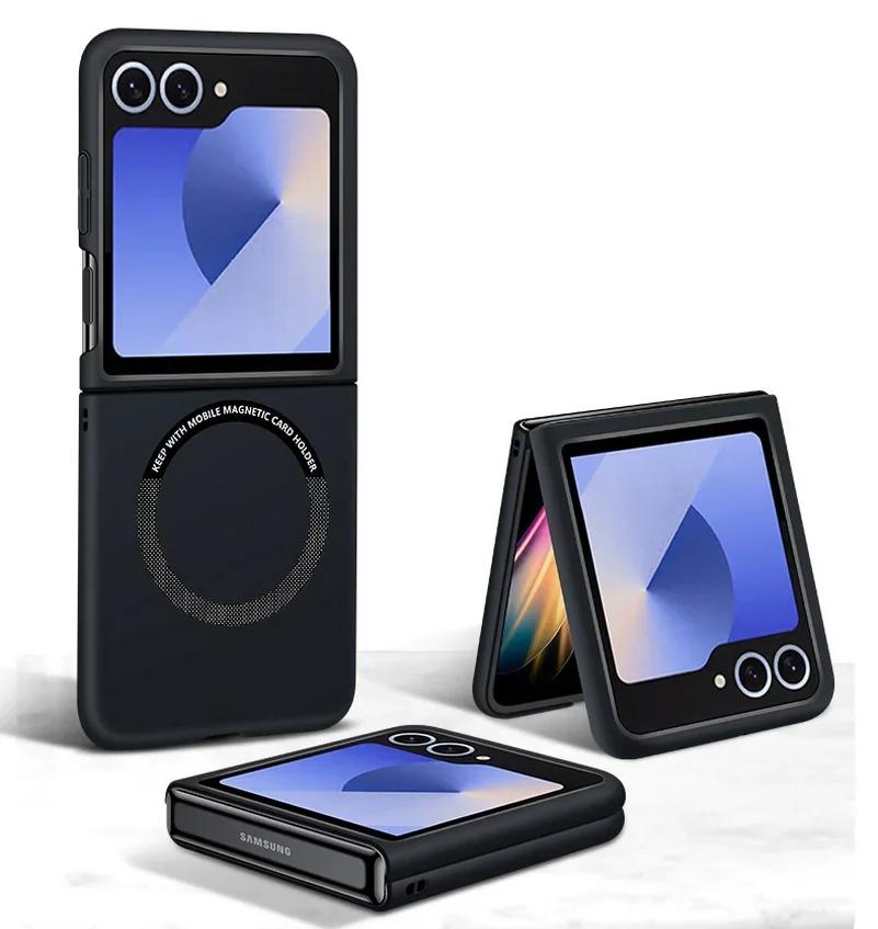 Luxusní Jednoduchý Ultratenký Jednobarevný Kryt na Telefon pro Samsung Galaxy Z Flip 7 6 5 4 3 Magnetická Přitažlivost Nárazuvzdorný Ochranný Kryt