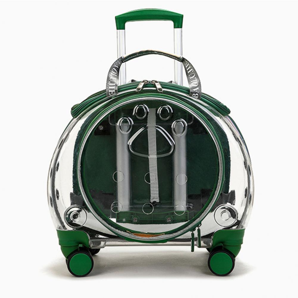 Trolley per Animali Domestici Fori di Ventilazione Trasparenti Ruote Silenziose Zaino Portatile Comodo per Gatti Cani