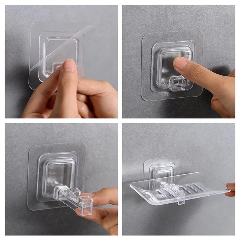 Removable Wall Mount Heavy Duty Plastic Soap Holder Storage Basket Self Adhesive Drain Soap Box