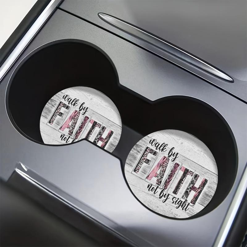 [Нескользящие подставки] 2 шт. Нескользящие ЭВА-подставки  Иди верой  для подстаканников автомобиля, аксессуар для автомобиля и дома 2pcs