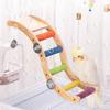 Parrot Colorful Ladder Bird Toy Cockatiel Wood Perch Gym Playground Ladder with Non-slip Quartz-Sand Paw Grinding Toy