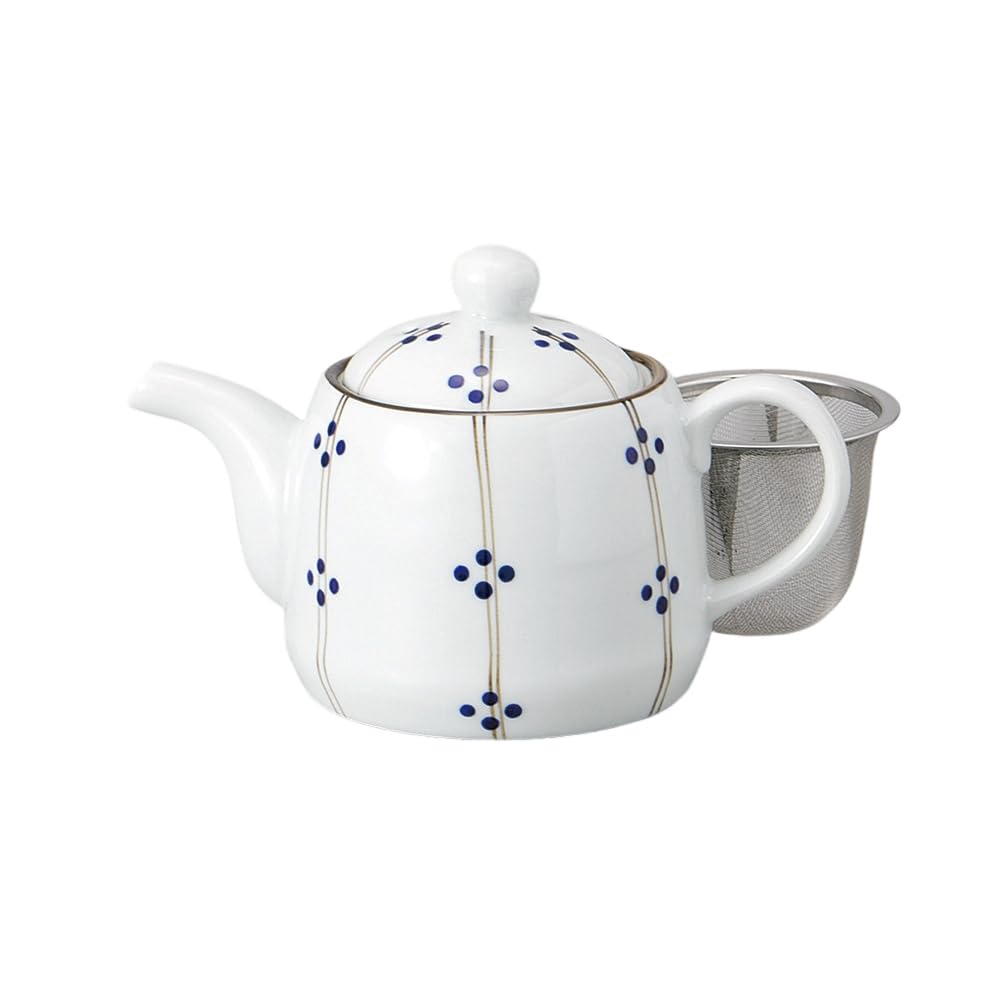 Ale-net Teapot, 10.4 X 10.8 Cm, 380cc, Tokusa Round Pattern Blue DB Pot, Porcelain, Stylish