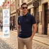 MONTAGUT Men's Silk Blend Business Embroidered Polo Shirt
