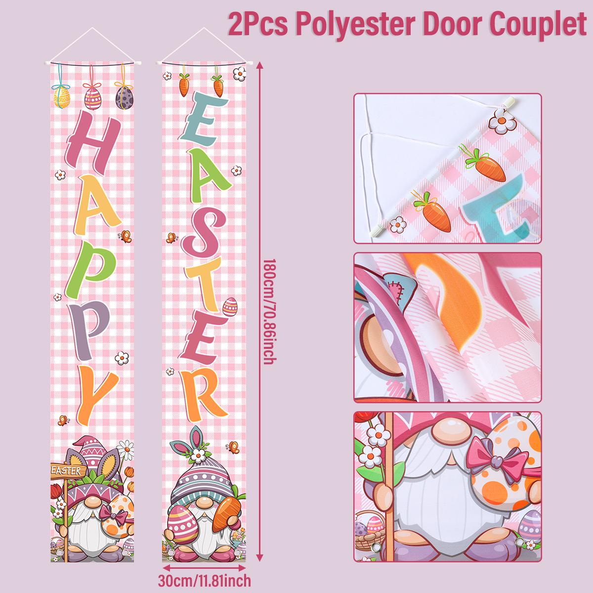 

Щасливого Великодня дверний банер прикраса 2024 ганок дверний банер зайчик яйце для дому весняна тема підвісна прикраса вечірка прикраси