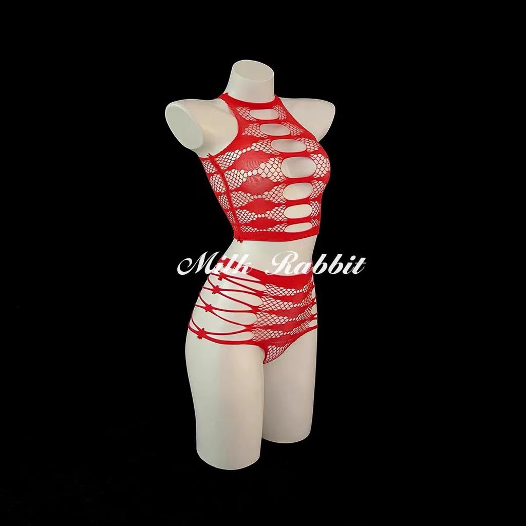 Sex Underwear Sexy Hollow Mesh Perspective Split Set Free Tearing Net Uniform Women