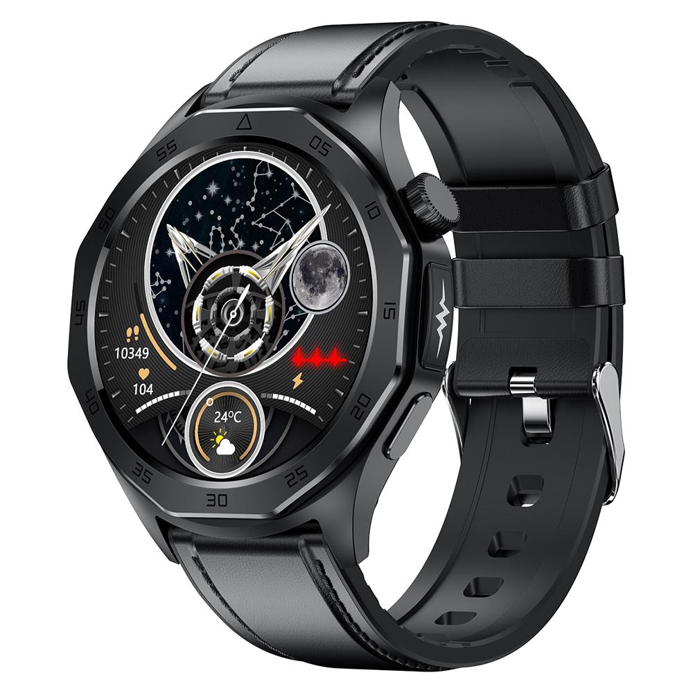 

ET480 1.43 SOS Call ECG Health Smart Watch, Leather Strap (APP: Hband)