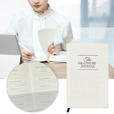 A5 Gratitude Journal Self-Care Affirmation Goal Reflection Linen Hardcover Ribbon Bookmark No Bleed Thick Paper 100 Sheets Daily Gratitude Planner