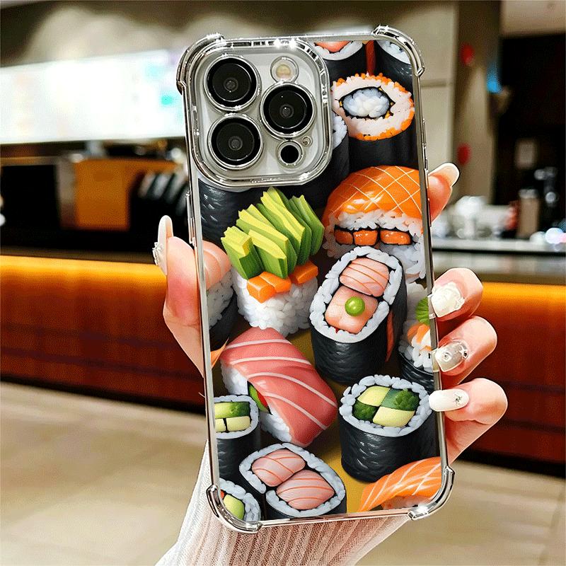 

Delicious Sushi Bento Plating Phone Case For Iphone 16 17 Pro Max Air 16E 14 15 Plus 12 13 Mini Anti-Fall Airabag Cover iPhone 12 Pro