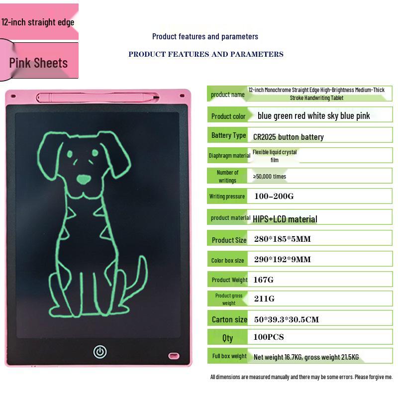 Kids' LCD Drawing Tablet - 6.5/8.5/10/12 Inch with One-Click Clear Screen