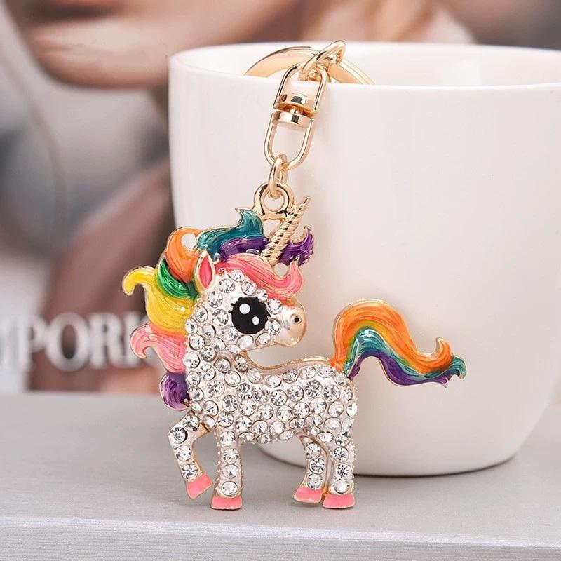1PC Crystal Bags Decor Car keyrings for Women Rhinestone Elephant Horse Pendants Unicorn Keychain
