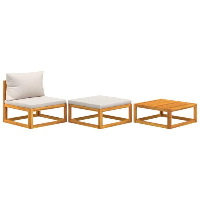 VidaXL Salon de Jardin avec Coussins 3 pcs, Sièges avec Dossier, Ensemble de Meubles, Mobilier de Patio Terrasse Extérieur, 360009
