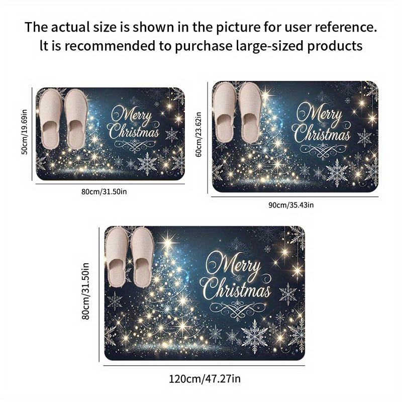 Christmas Tree Flannel Door Mat Carpet, Text Print Non-Slip Absorbent for Kitchen Living Room Bedroom Bathroom Decor