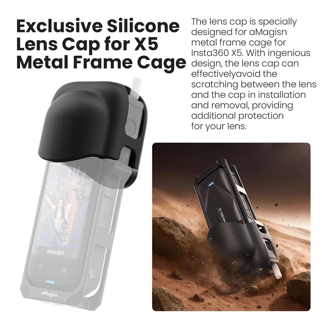 Metal Frame with Lens Cap for Insta360 X5 Camera Cage Built-in Noise Reduction Foam for Insta 360 X5 Camera Accessories
